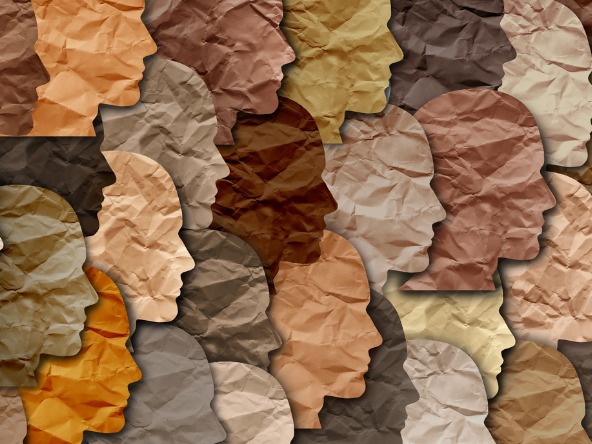Different coloured paper faces